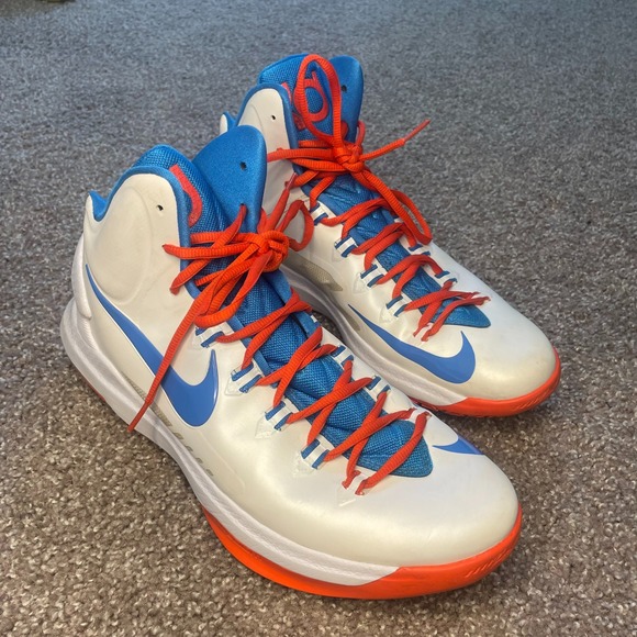 Nike KD Home Basketball Shoes Mens 12 White Orange Blue OKC